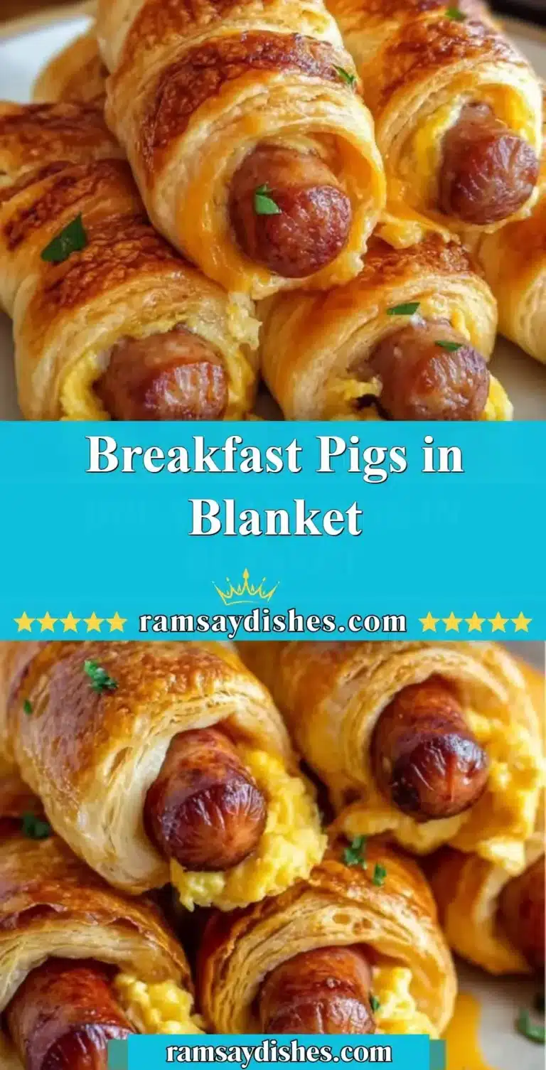 Breakfast Pigs in Blanket 5 Breakfast pigs in blanket served on a plate with garnish