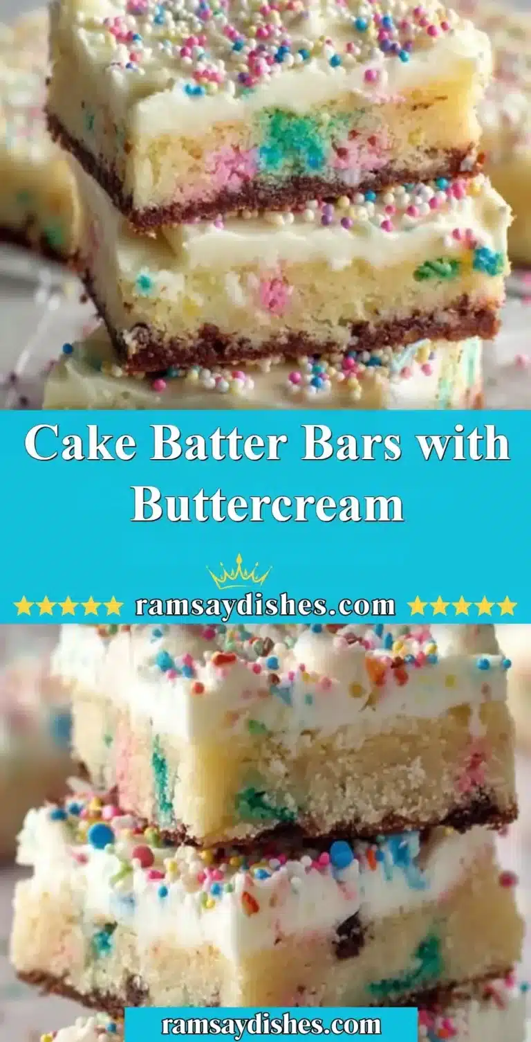 Cake Batter Bars with Buttercream 5 Delicious cake batter bars topped with buttercream frosting