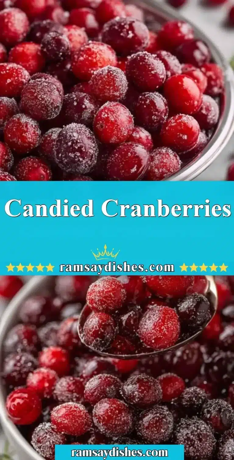 Candied Cranberries 9 Bowl of vibrant candied cranberries garnished with mint leaves