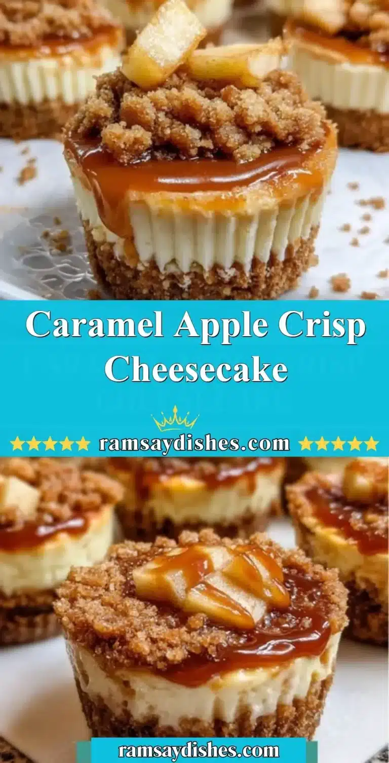 Slice of Caramel Apple Crisp Cheesecake with caramel drizzle and apple topping