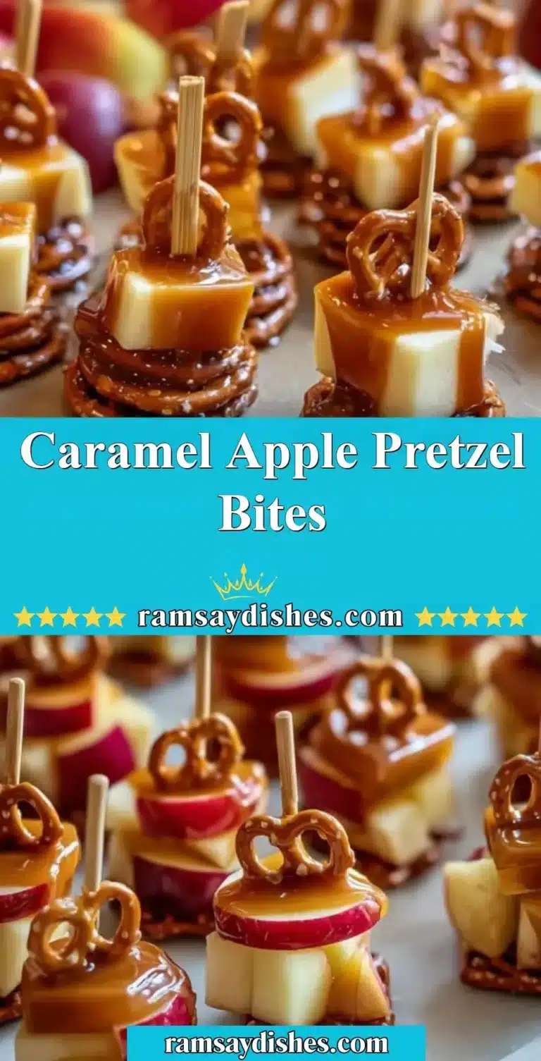 Delicious Caramel Apple Pretzel Bites served on a plate