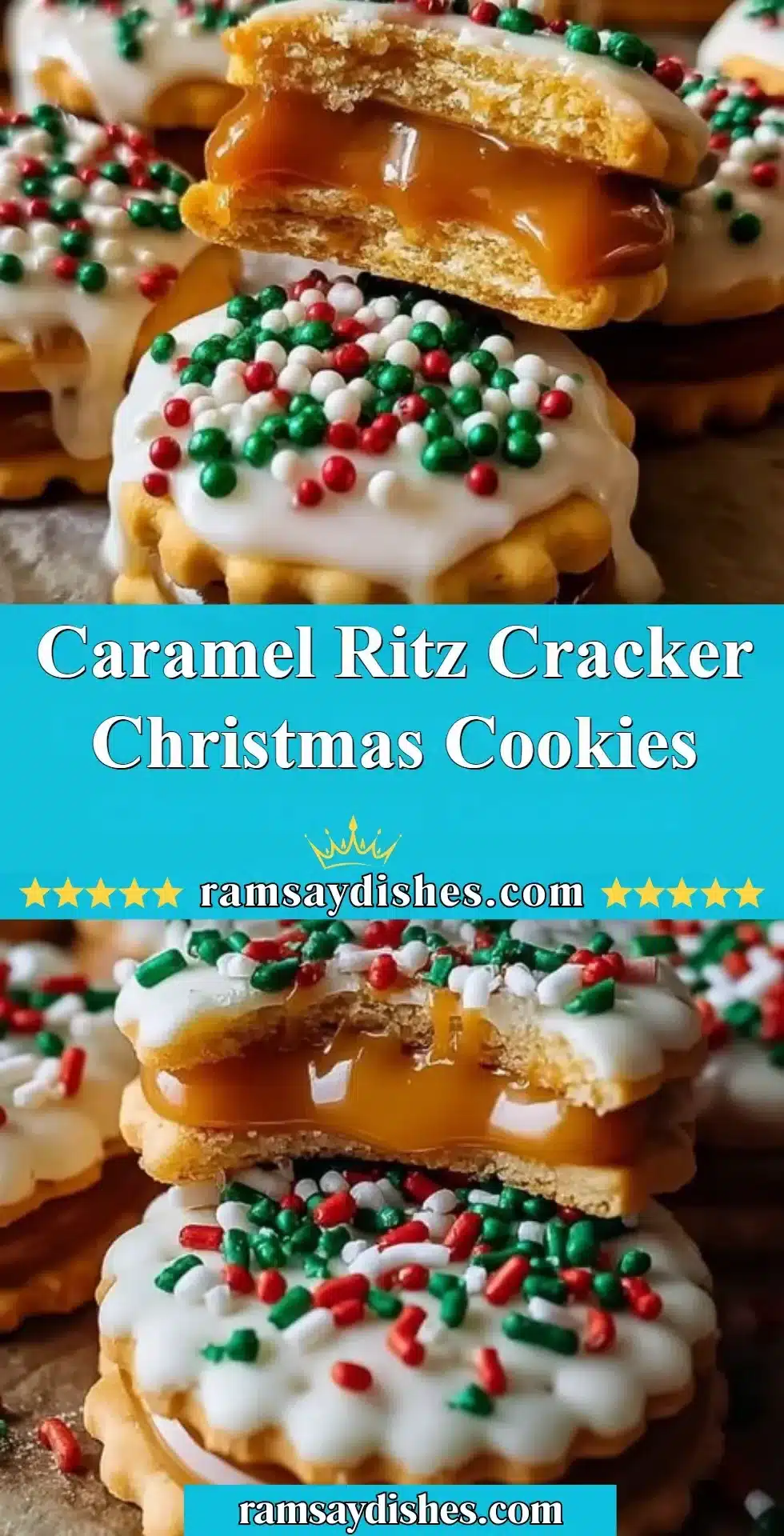 Caramel Ritz Cracker Christmas Cookies 2 Caramel Ritz Cracker Christmas Cookies decorated and ready to serve
