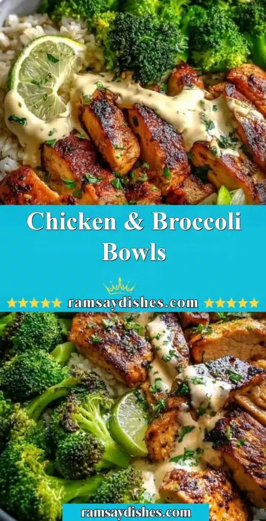 Delicious Chicken & Broccoli Bowls served in a vibrant dish
