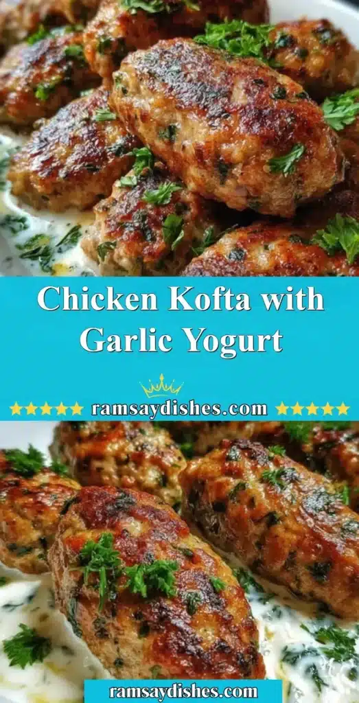 Delicious Chicken Kofta served with creamy garlic yogurt sauce