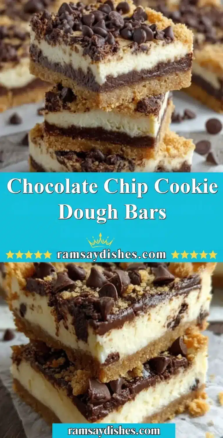 Chocolate Chip Cookie Dough Bars 6 Homemade chocolate chip cookie dough bars cut into squares