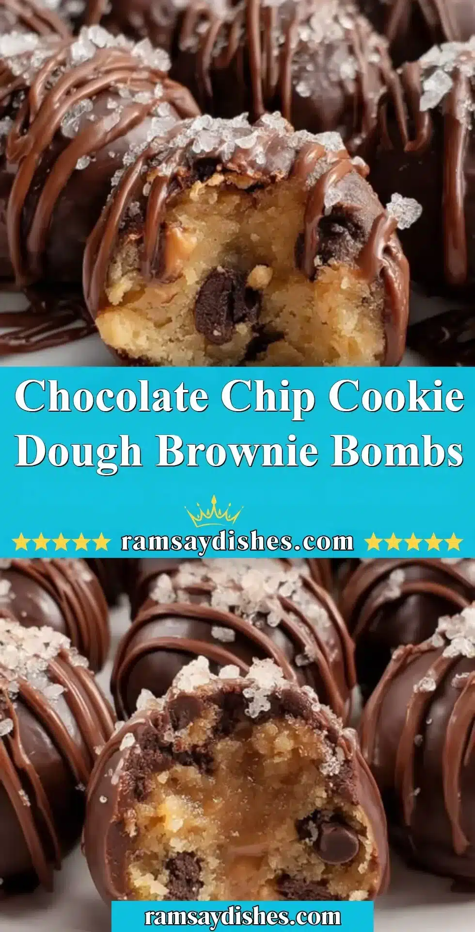Chocolate Chip Cookie Dough Brownie Bombs 2 Delicious chocolate chip cookie dough brownie bombs, a perfect dessert treat.