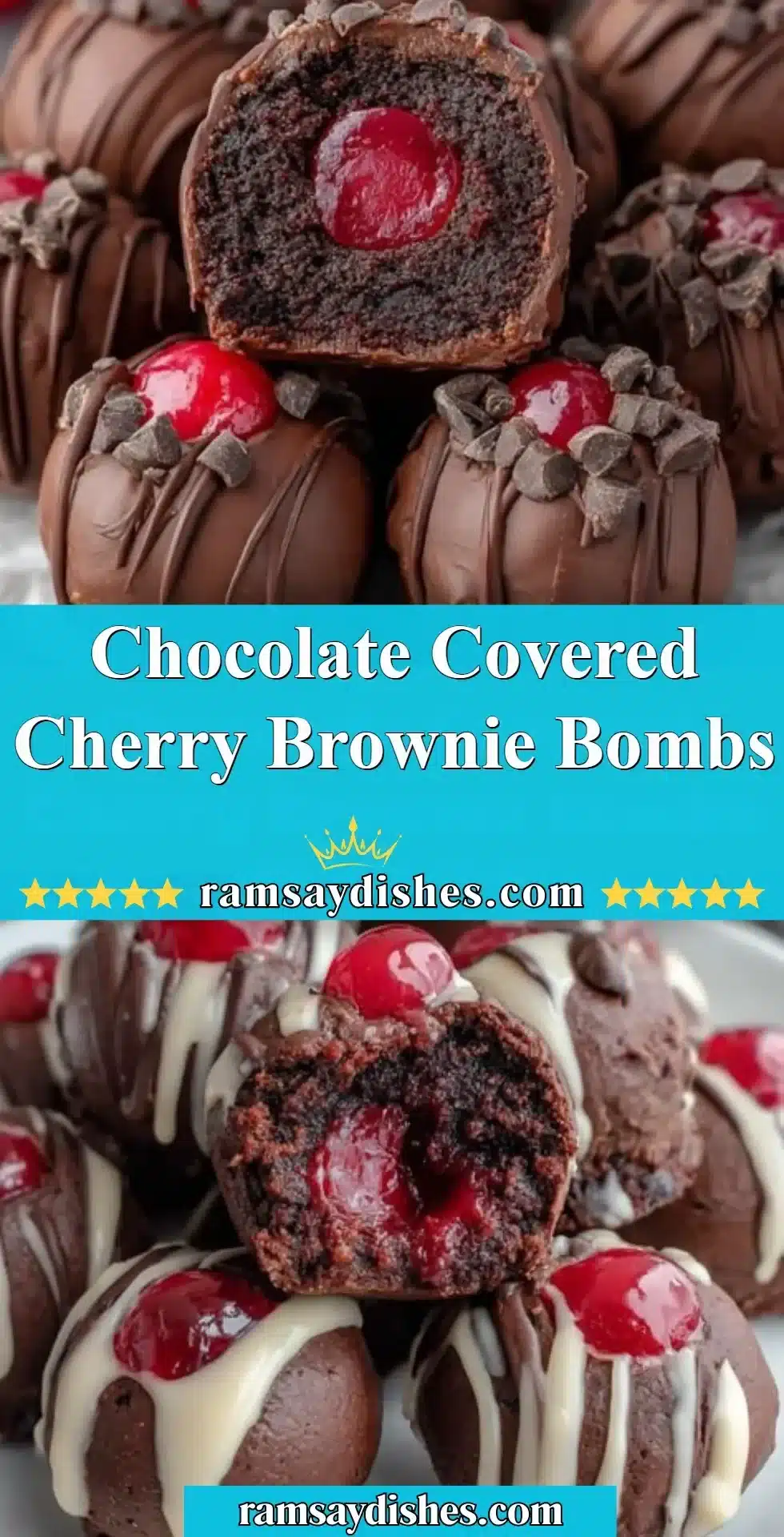Chocolate Covered Cherry Brownie Bombs 2 Delicious chocolate covered cherry brownie bombs ready to delight your taste buds.