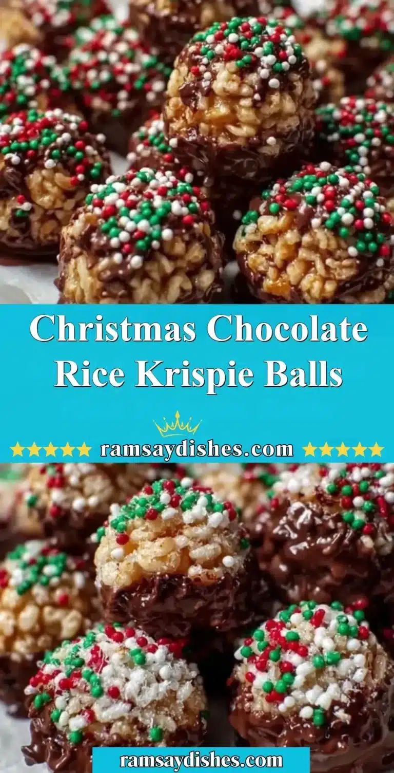 Delicious Christmas Chocolate Rice Krispie Balls decorated for the holidays