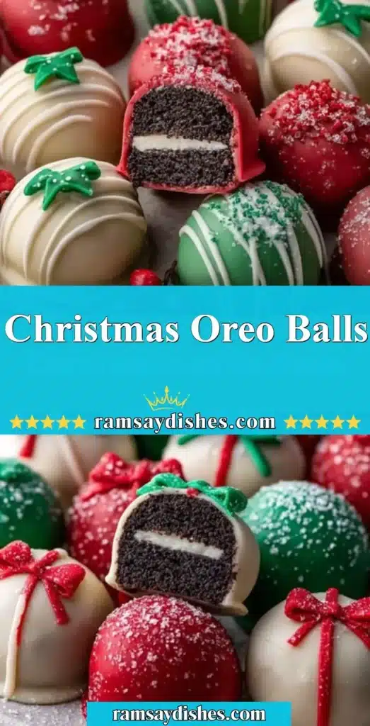 Christmas Oreo Balls decorated for the holidays, perfect festive treats.