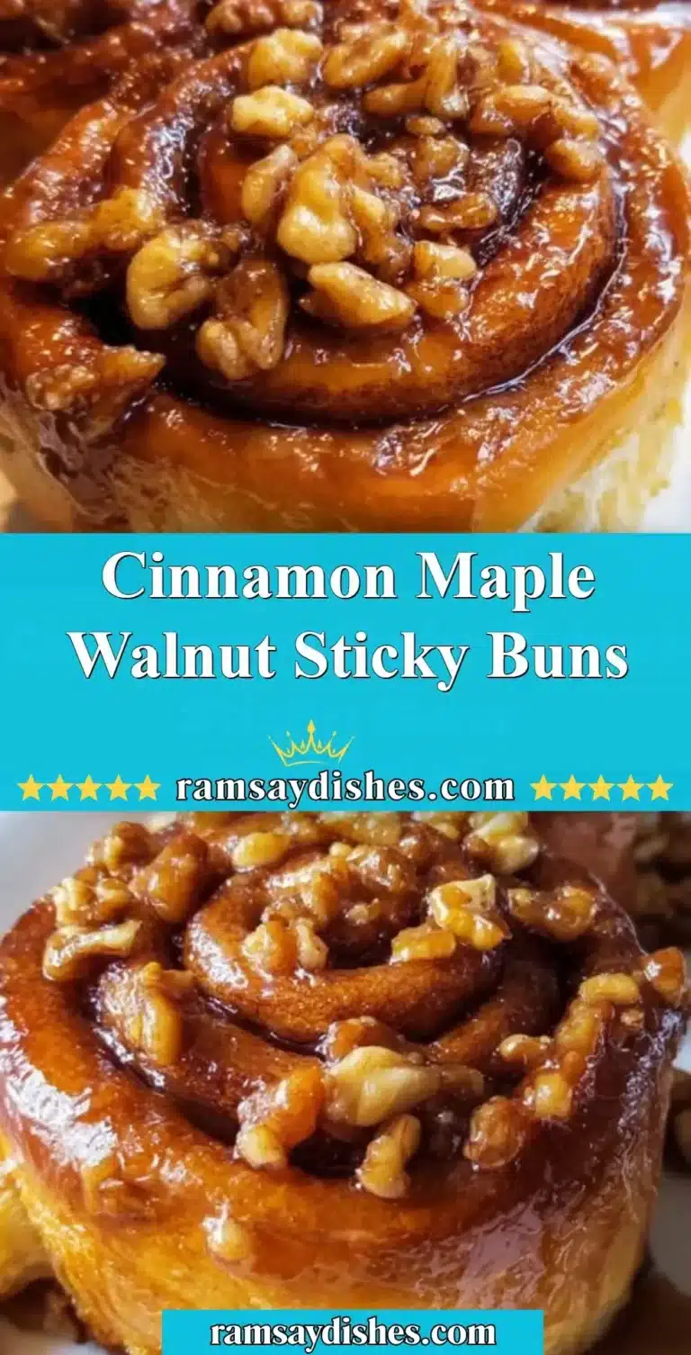 Cinnamon Maple Walnut Sticky Buns 9 Cinnamon Maple Walnut Sticky Buns freshly baked and drizzled with syrup.