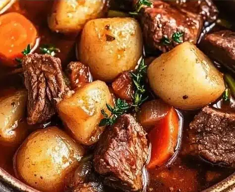 Comforting Beef Stew 6 Delicious bowl of comforting beef stew with tender meat and vegetables