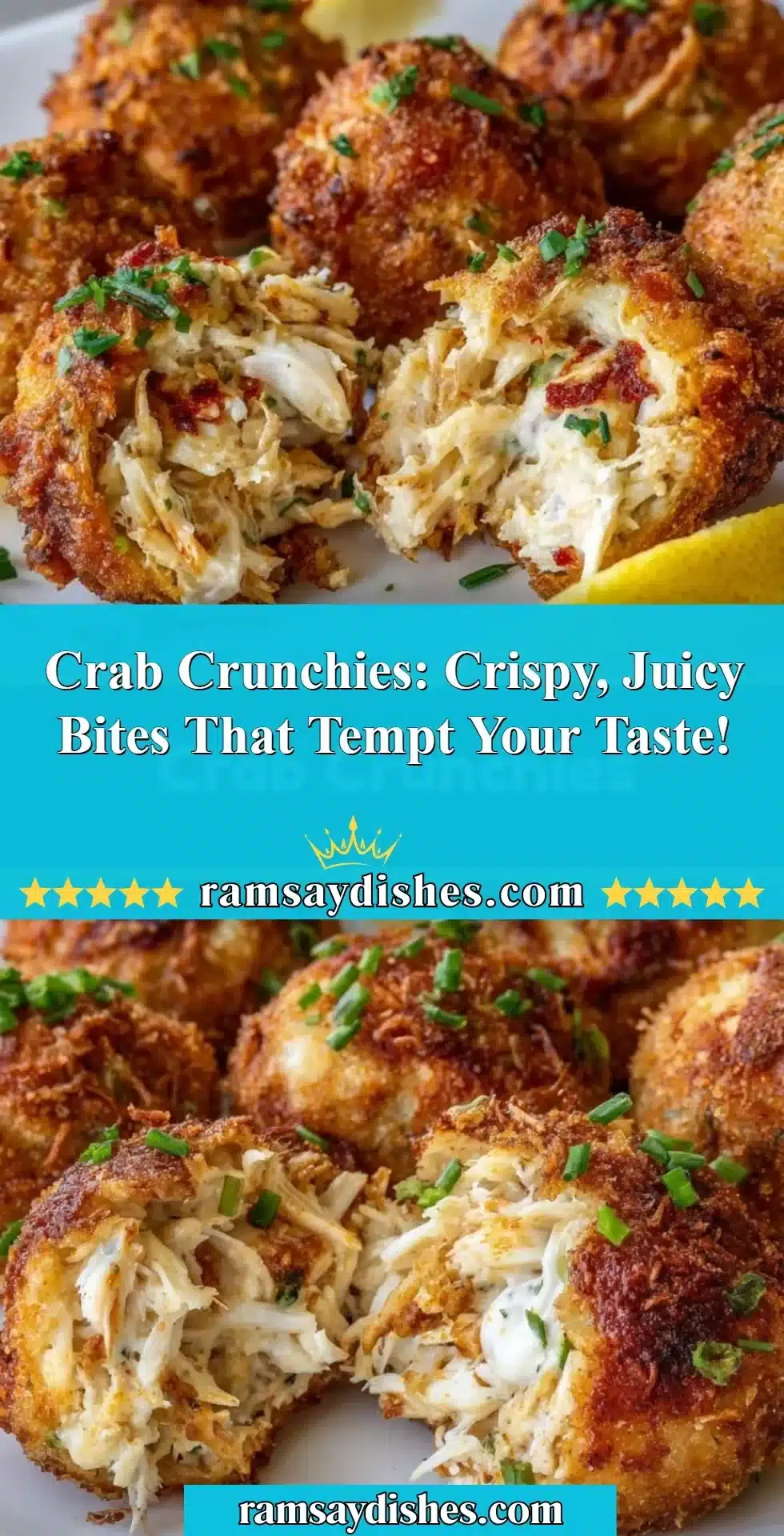 Crab Crunchies: Crispy, Juicy Bites That Tempt Your Taste! 2 Plate of crispy Crab Crunchies garnished with herbs, delicious seafood bites