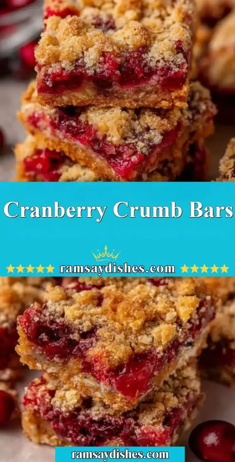 Cranberry Crumb Bars 5 Homemade Cranberry Crumb Bars with a golden crumb topping and tart cranberry filling.