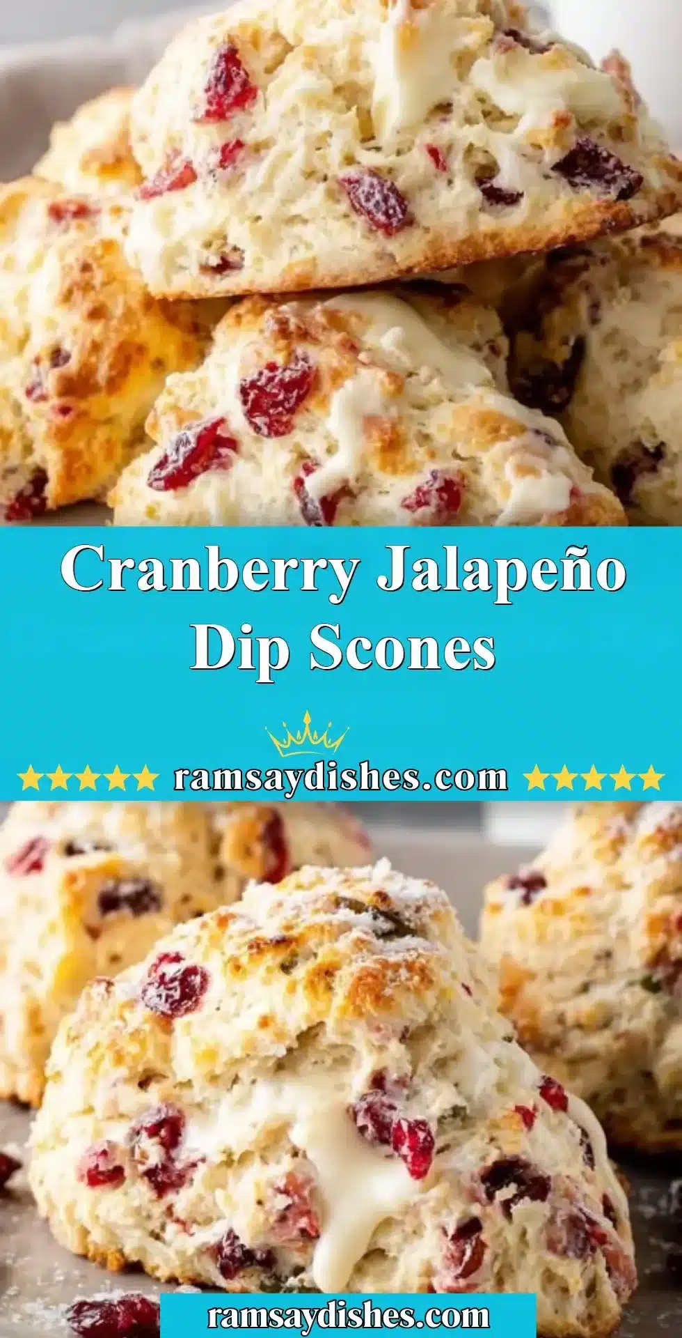Cranberry Jalapeño Dip Scones served on a platter