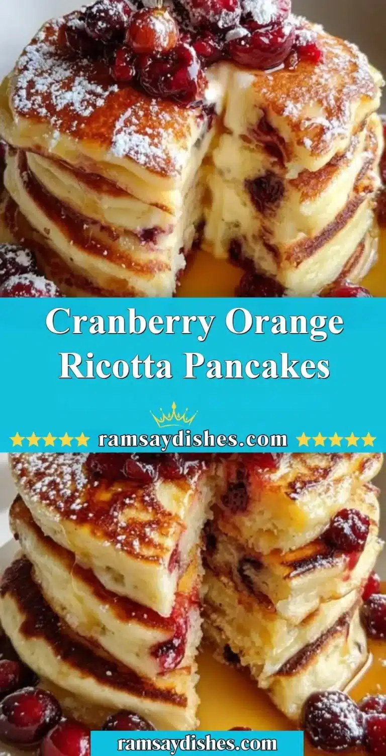 Cranberry Orange Ricotta Pancakes 9 Delicious Cranberry Orange Ricotta Pancakes served with syrup and cranberries