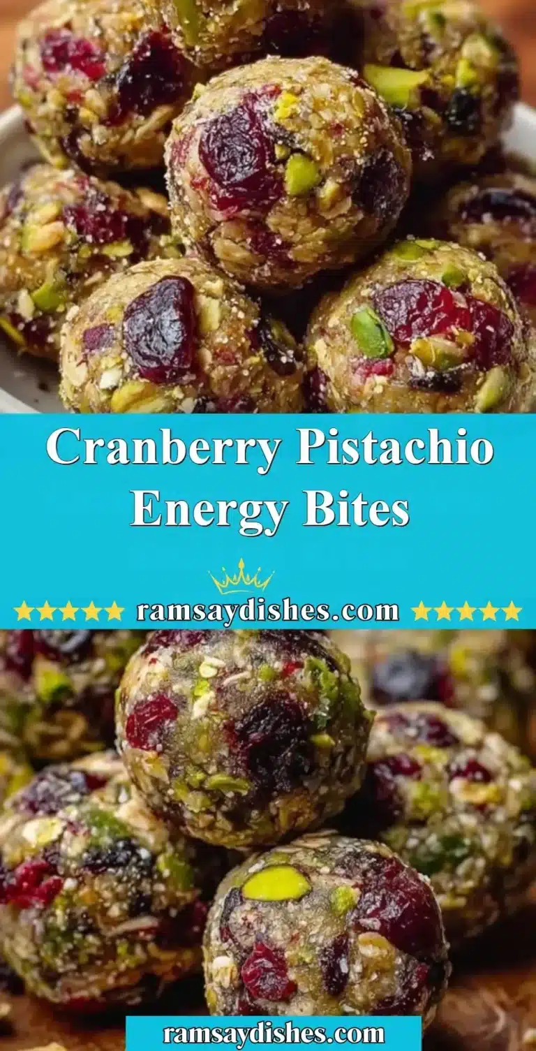 Cranberry Pistachio Energy Bites 5 Cranberry pistachio energy bites on a white plate surrounded by ingredients.
