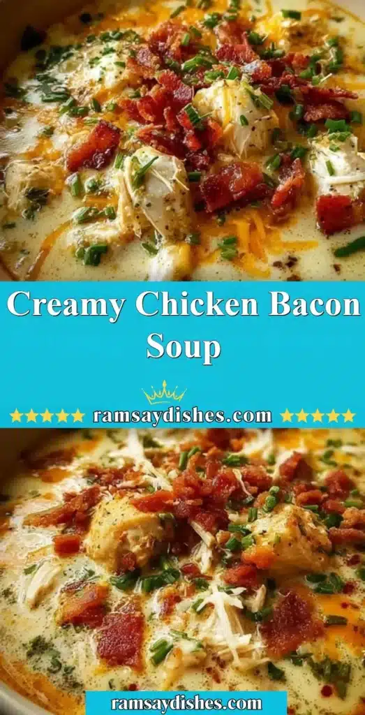Bowl of creamy chicken bacon soup garnished with parsley