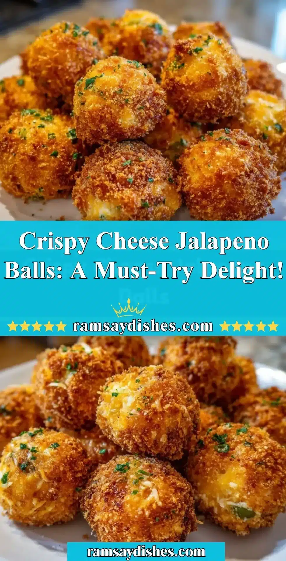 Crispy cheese jalapeno balls served on a platter, perfect for snacking.