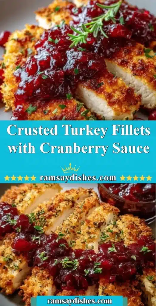 Delicious crusted turkey fillets served with vibrant cranberry sauce