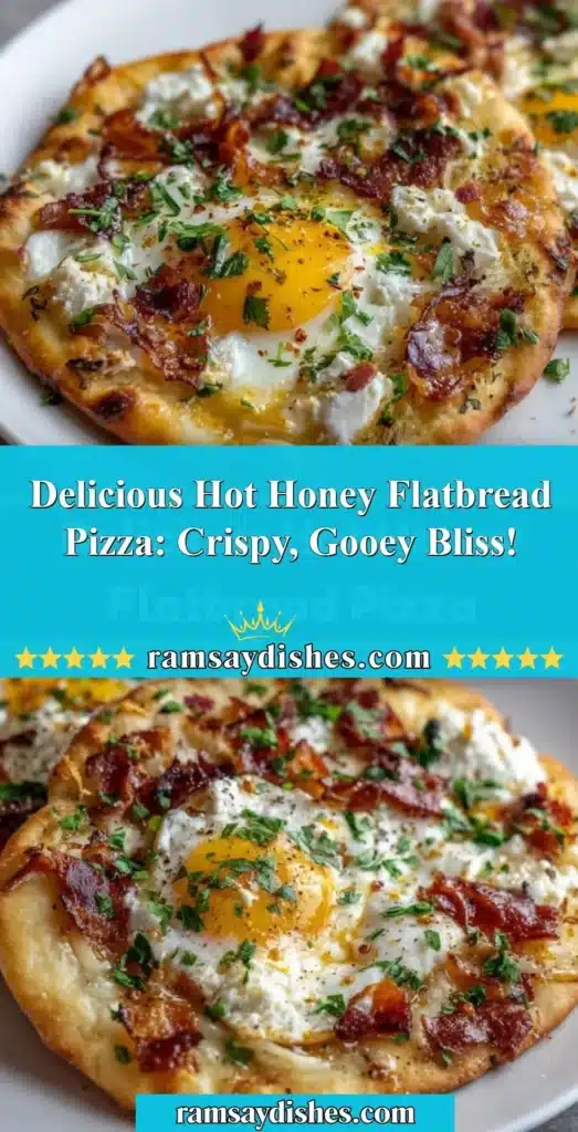 Hot honey flatbread pizza topped with cheese and drizzled with honey