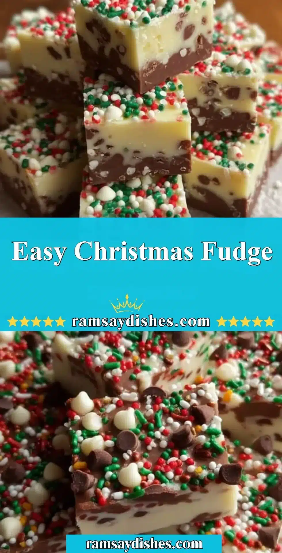 Delicious homemade Christmas fudge on a festive plate