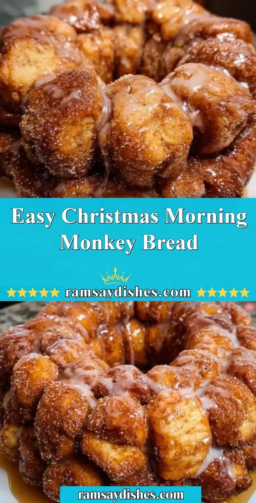Delicious Christmas morning monkey bread served on a festive table.