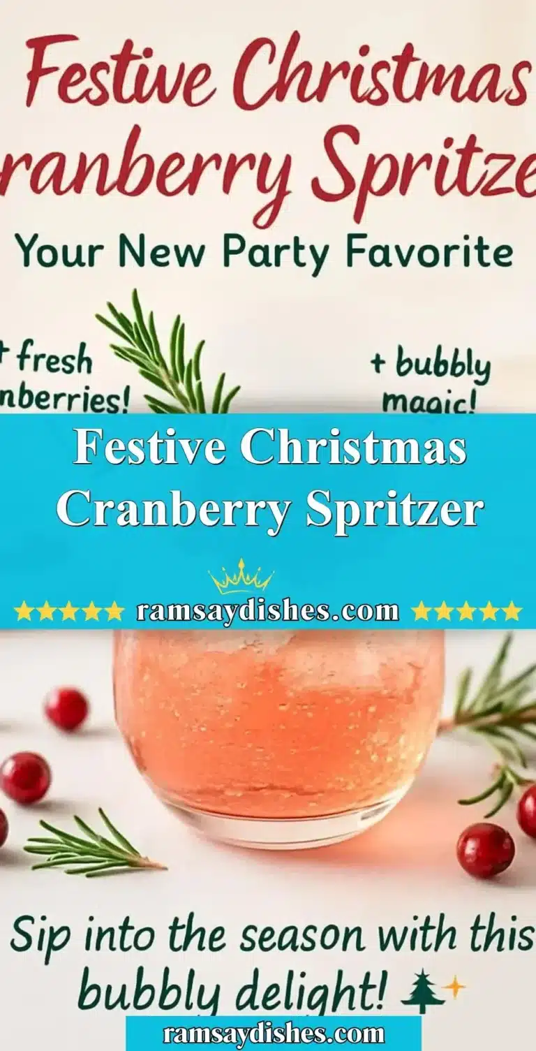 Festive Christmas Cranberry Spritzer in a holiday-themed glass