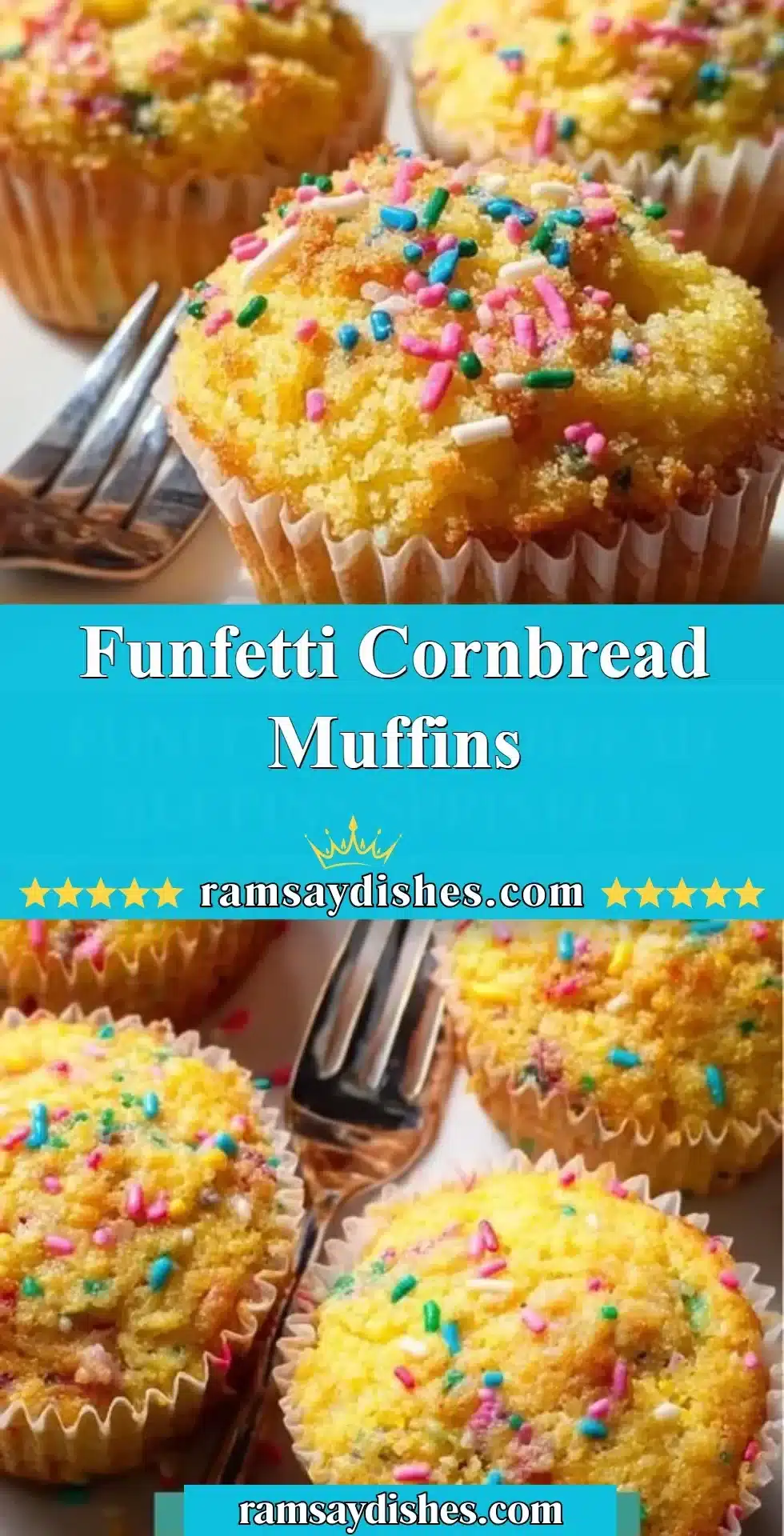 Funfetti Cornbread Muffins 2 Delicious Funfetti Cornbread Muffins with colorful sprinkles