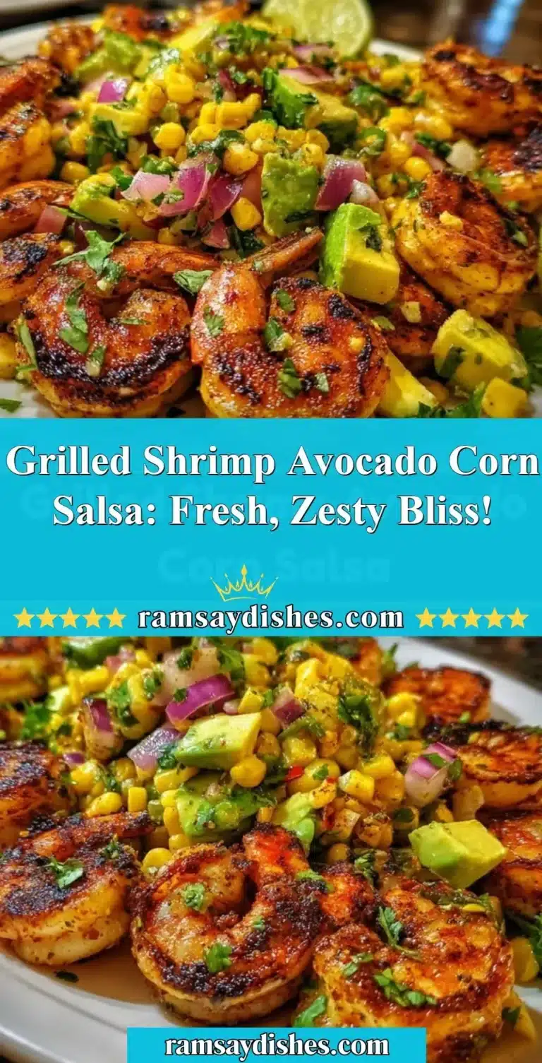 Delicious grilled shrimp with avocado and corn salsa on a plate