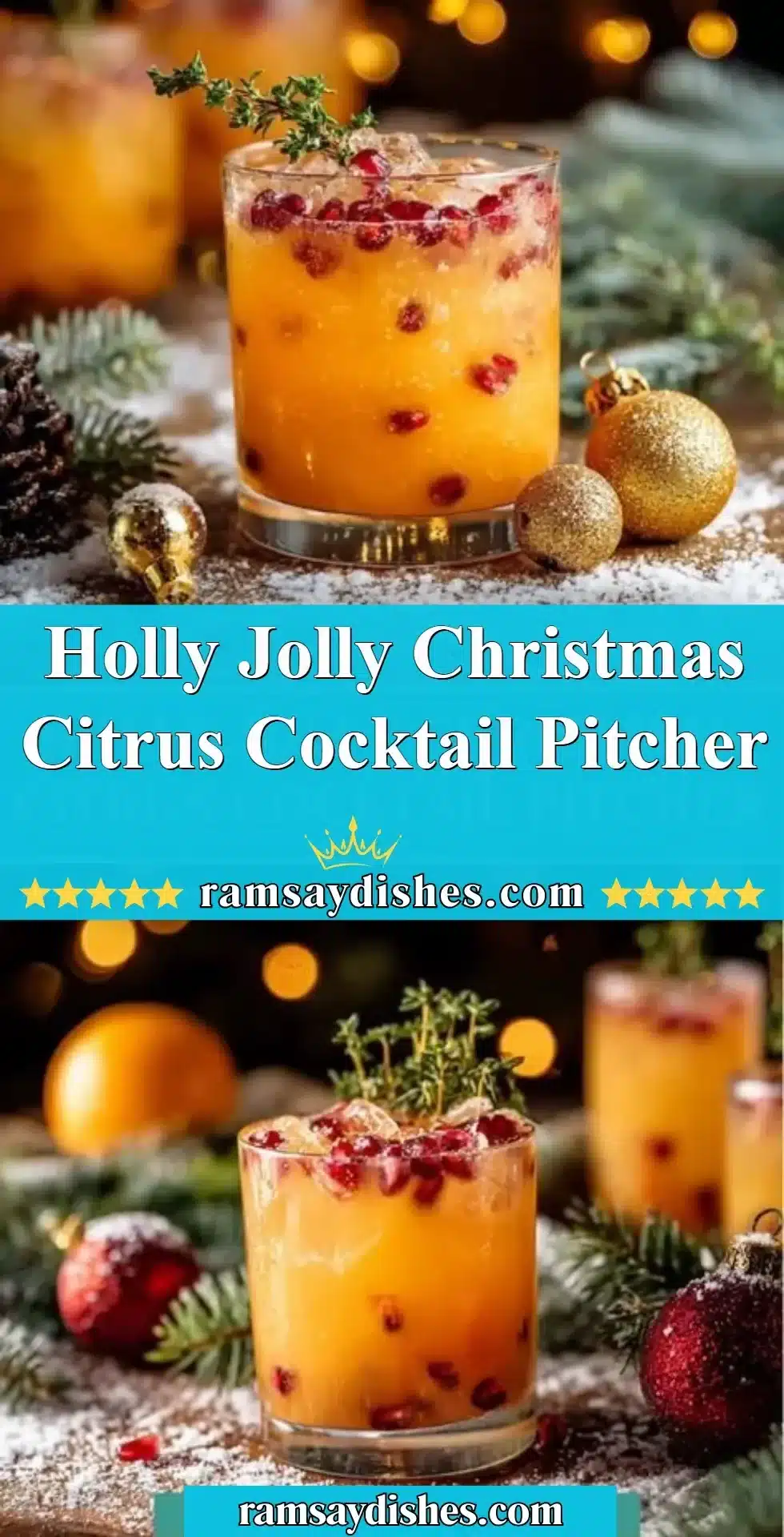 Holly Jolly Christmas Citrus Cocktail Pitcher ready for festive celebrations