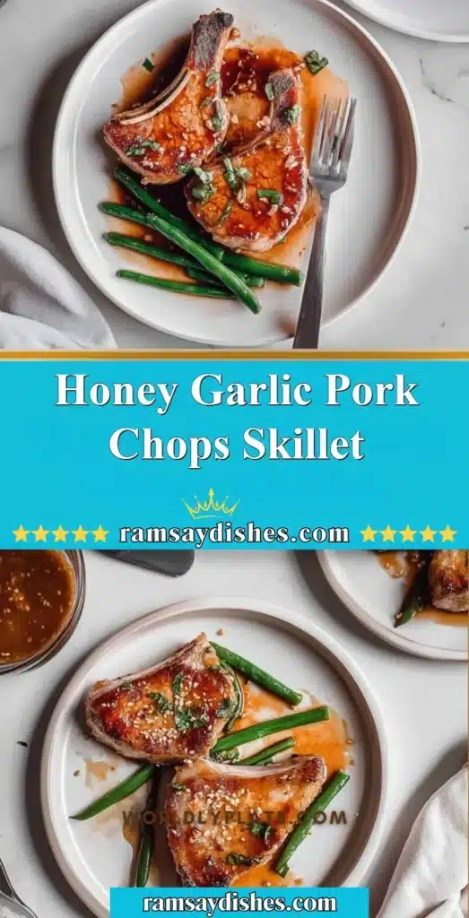 Honey garlic pork chops skillet recipe with tender pork and flavorful sauce