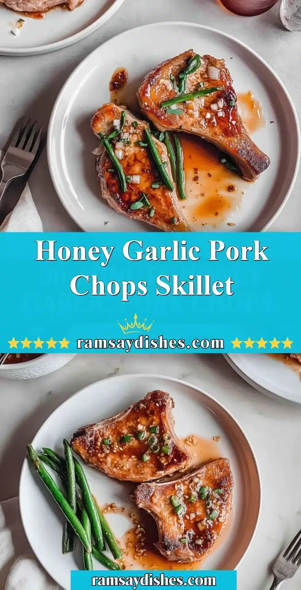 Honey Garlic Pork Chops Skillet 2 Honey Garlic Pork Chops Skillet with tender pork chops and a sweet glaze