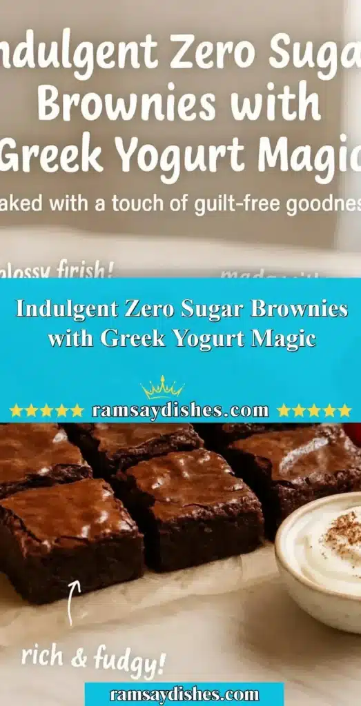 Decadent zero sugar brownies made with Greek yogurt, perfect for healthy dessert lovers.