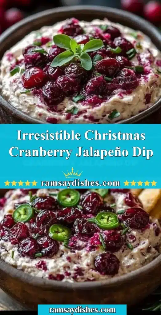Irresistible Christmas cranberry jalapeño dip served in a festive bowl