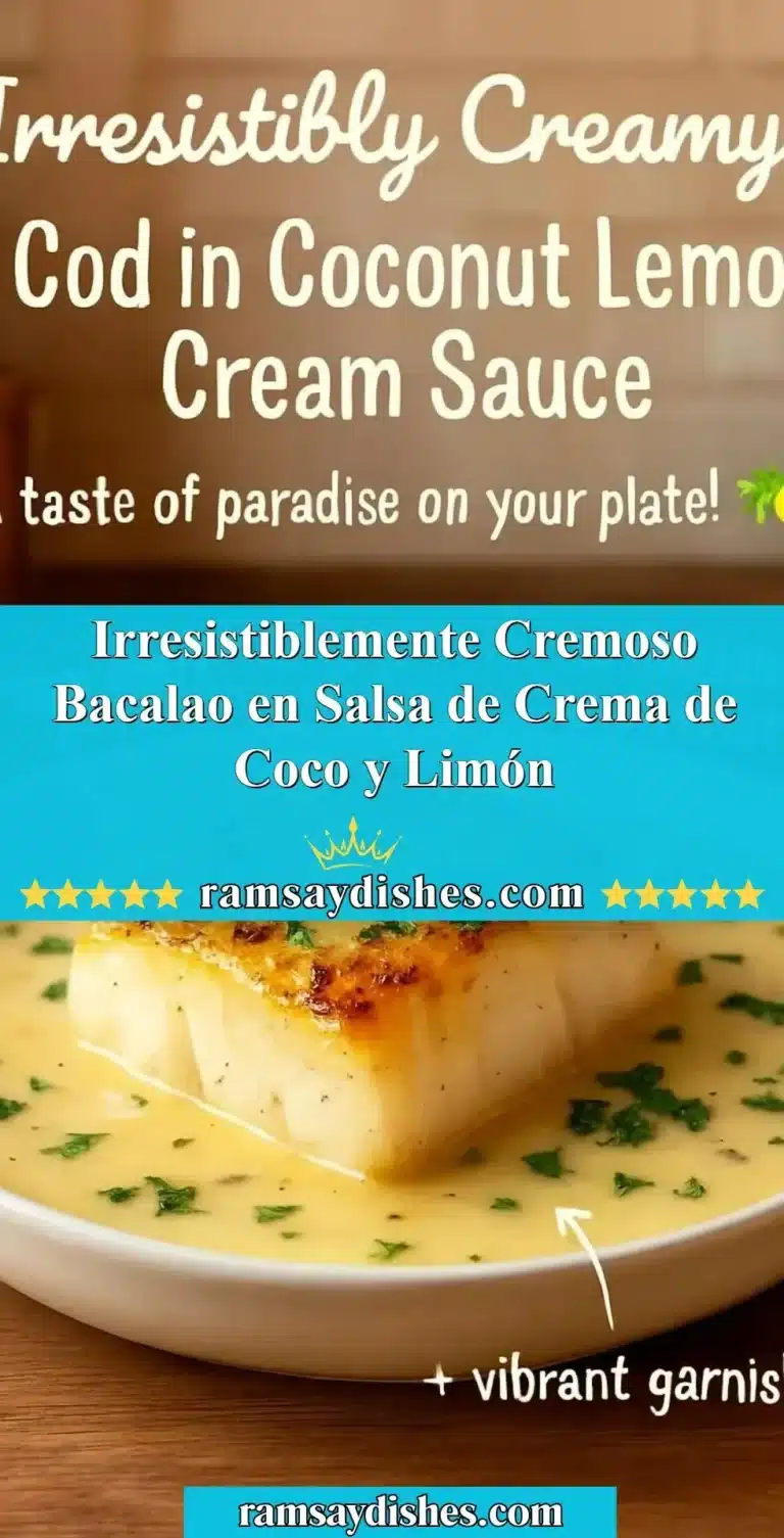 Creamy bacalao in coconut and lemon sauce, a delicious seafood dish.