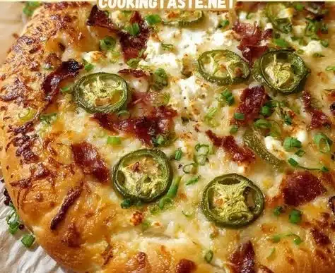 Jalapeño Popper Cheese Pizza 7 Delicious Jalapeño Popper Cheese Pizza with jalapeños and melted cheese