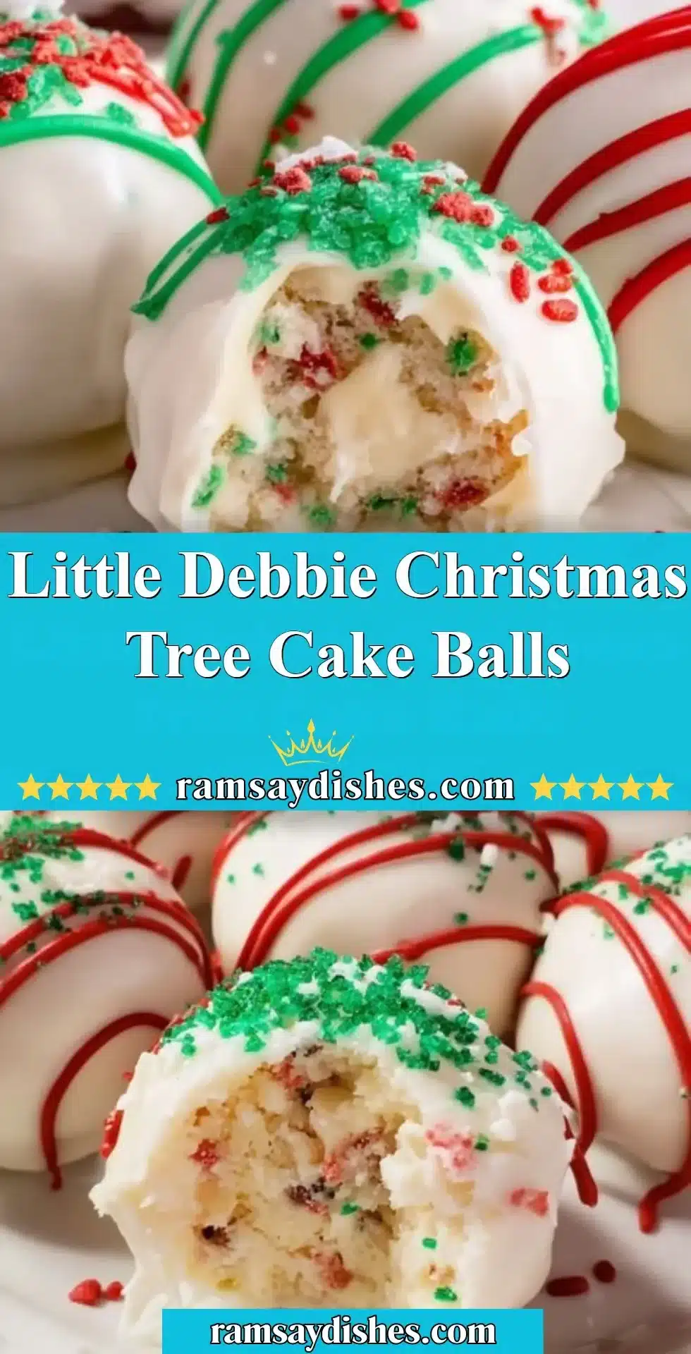 Little Debbie Christmas Tree Cake Balls decorated for a festive holiday treat
