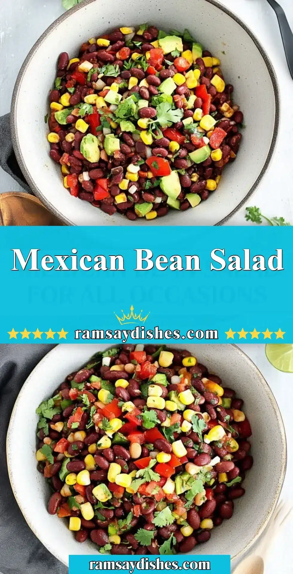 Colorful Mexican Bean Salad with fresh vegetables and beans