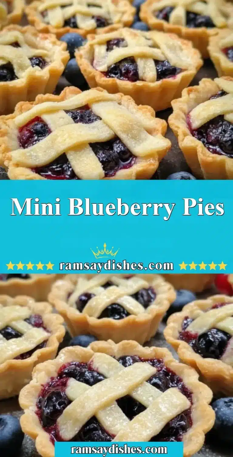 Mini Blueberry Pies 5 Delicious mini blueberry pies topped with fresh blueberries and flaky crust