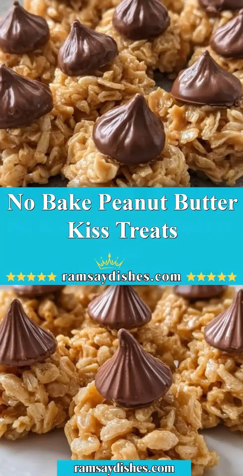 No Bake Peanut Butter Kiss Treats with chocolate and peanut butter flavor