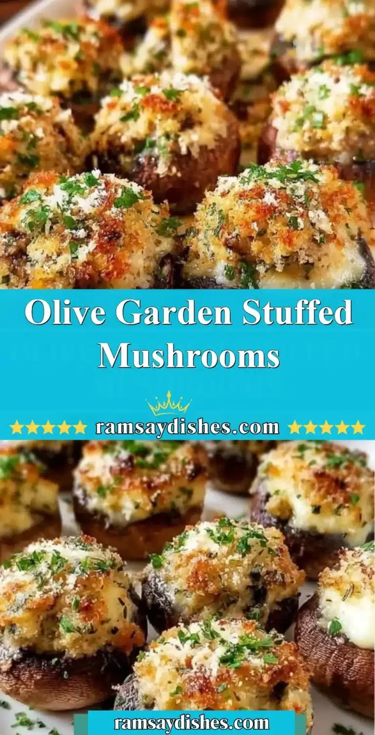 Olive Garden Stuffed Mushrooms 5 Plate of Olive Garden stuffed mushrooms garnished and ready to serve