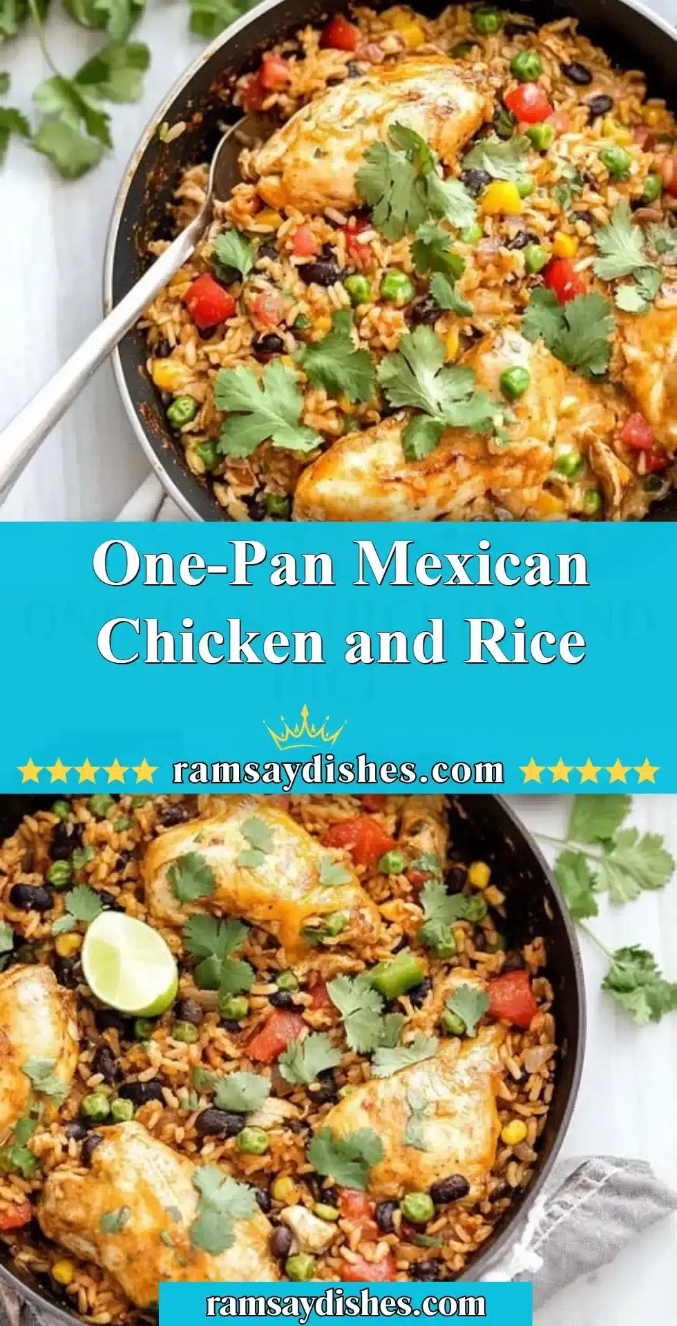 Delicious one-pan Mexican chicken and rice recipe with vibrant colors