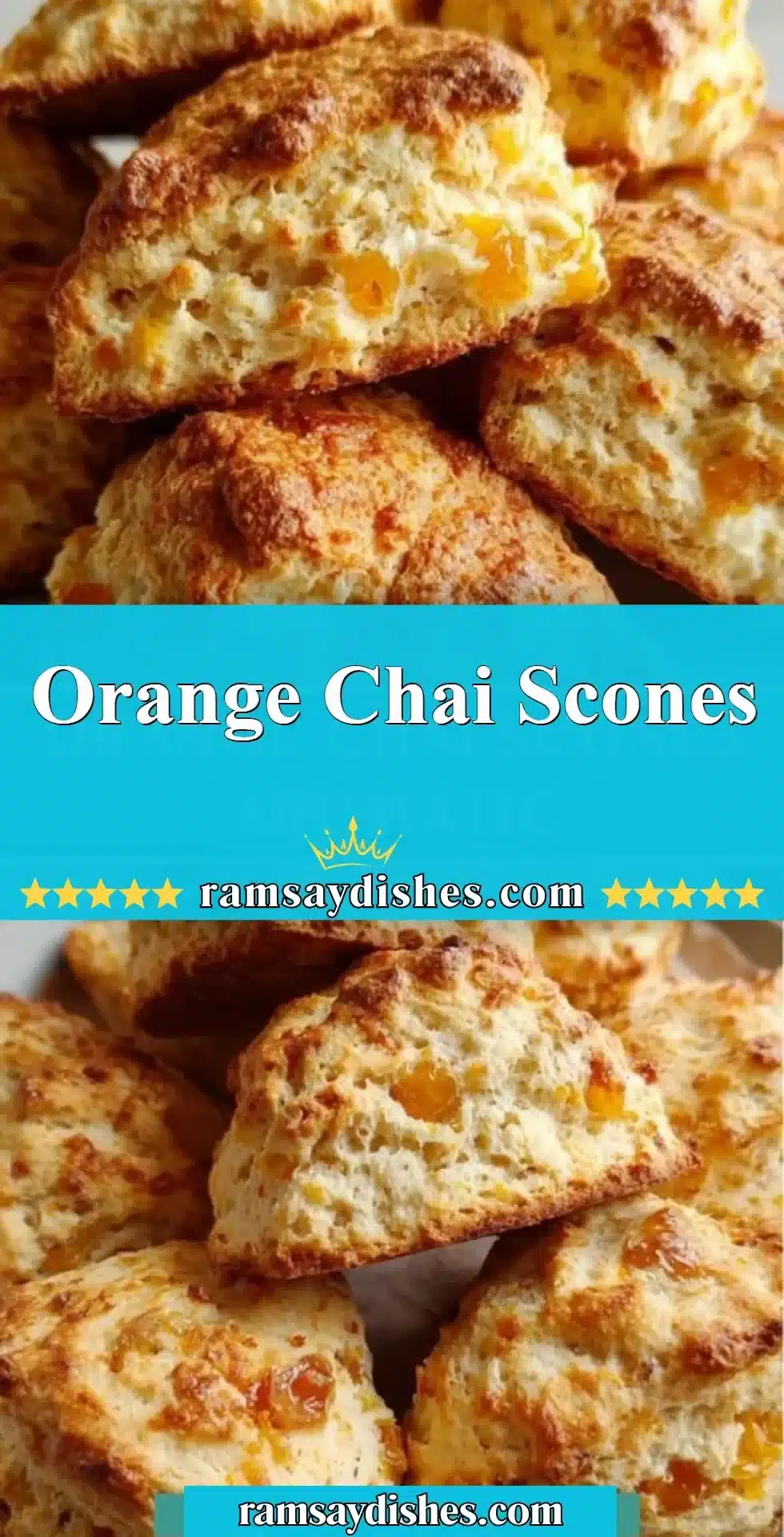 Orange Chai Scones 2 Freshly baked orange chai scones with spices and zest