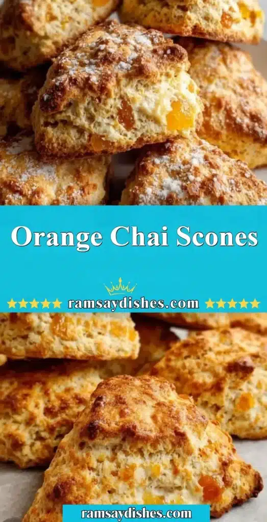 Freshly baked Orange Chai Scones on a plate with a sprinkle of cinnamon