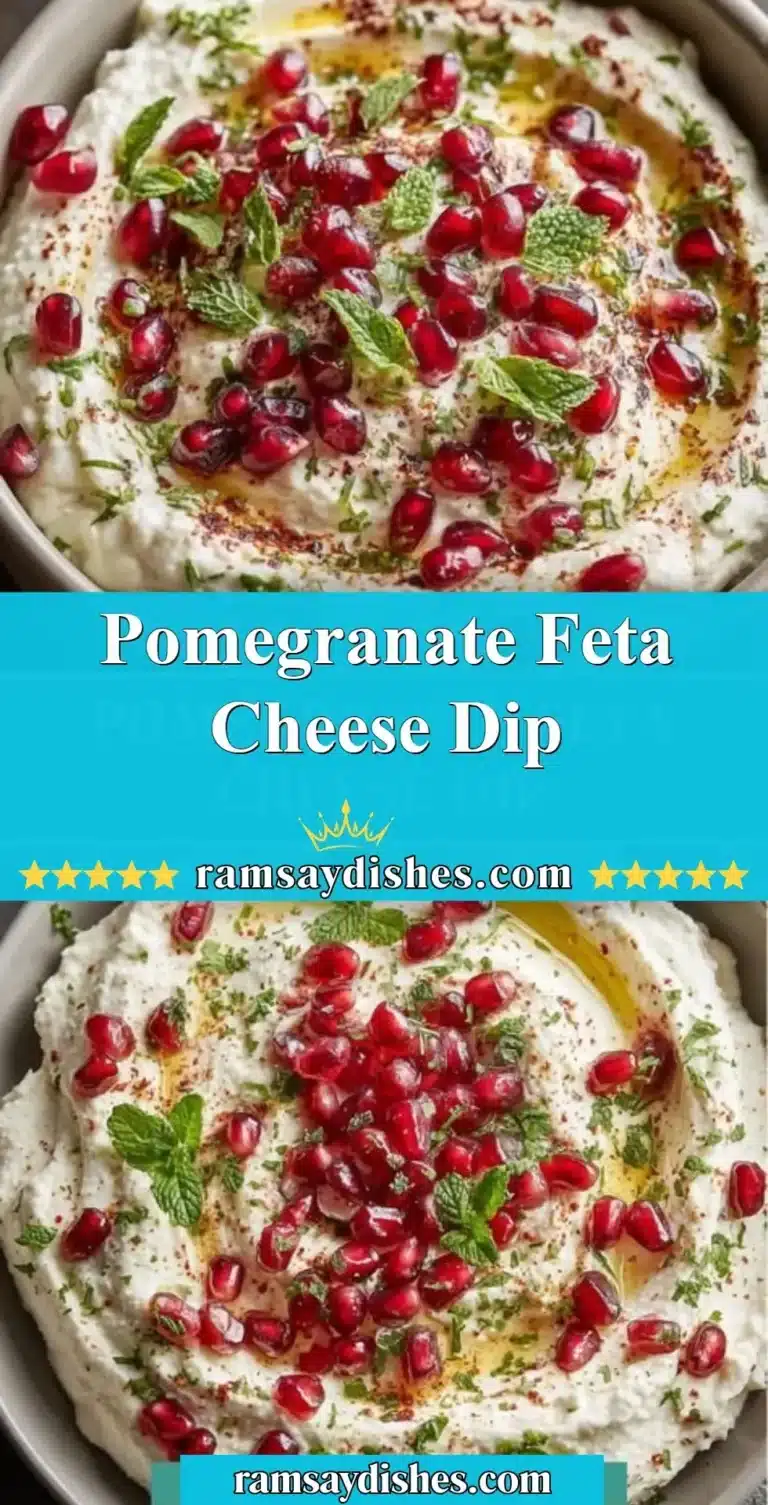 Pomegranate Feta Cheese Dip 9 Pomegranate Feta Cheese Dip served in a bowl with pomegranate seeds on top
