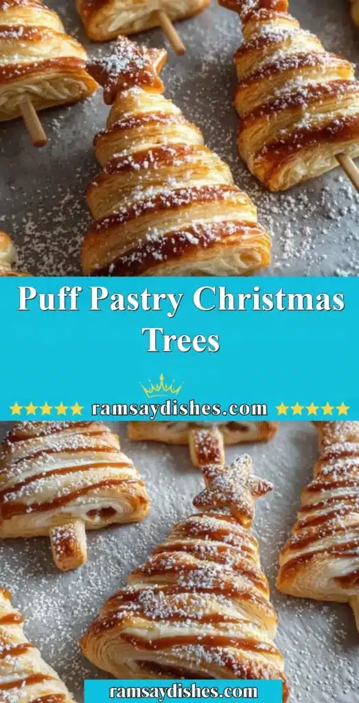 Puff pastry Christmas trees decorated for the holiday season