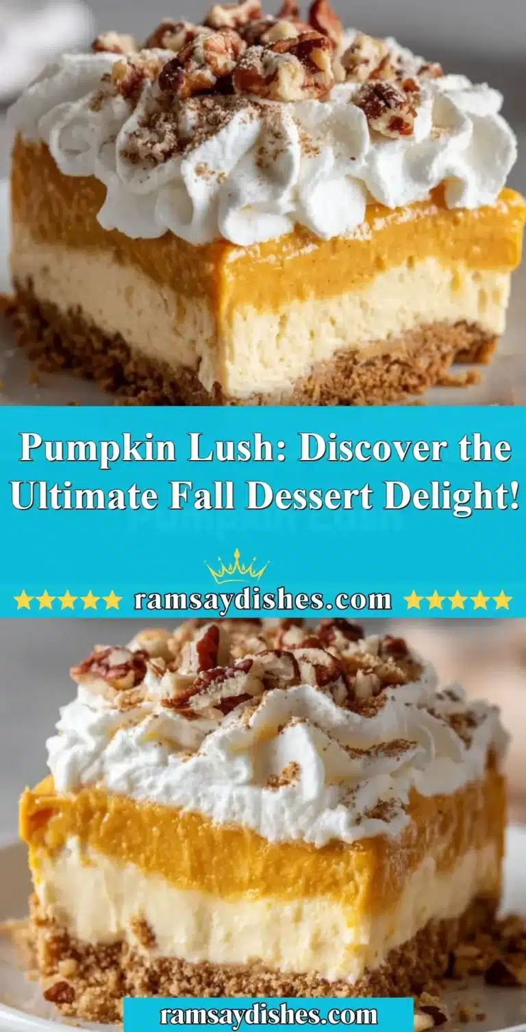 Delicious Pumpkin Lush dessert layered with creamy pumpkin and whipped topping