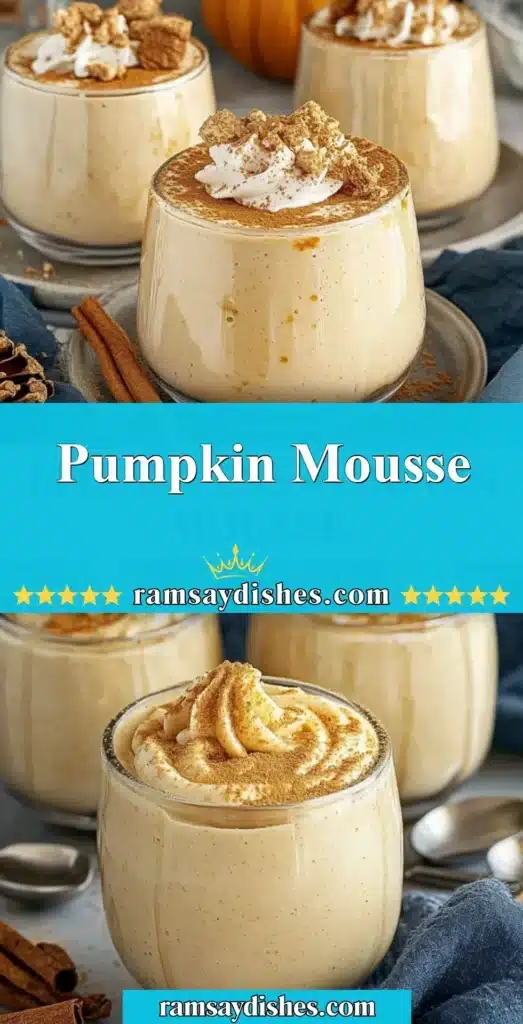 Delicious Pumpkin Mousse in a serving dish topped with whipped cream