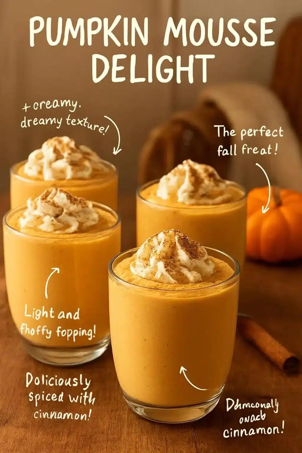 Pumpkin Mousse 2 Creamy Pumpkin Mousse dessert in a elegant glass dish topped with whipped cream