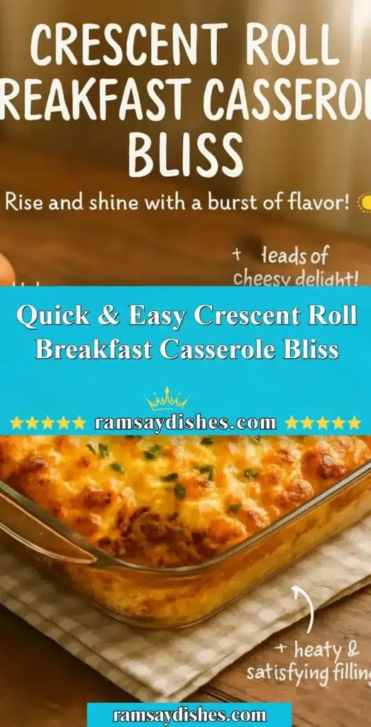 Quick and easy crescent roll casserole breakfast ready to serve.
